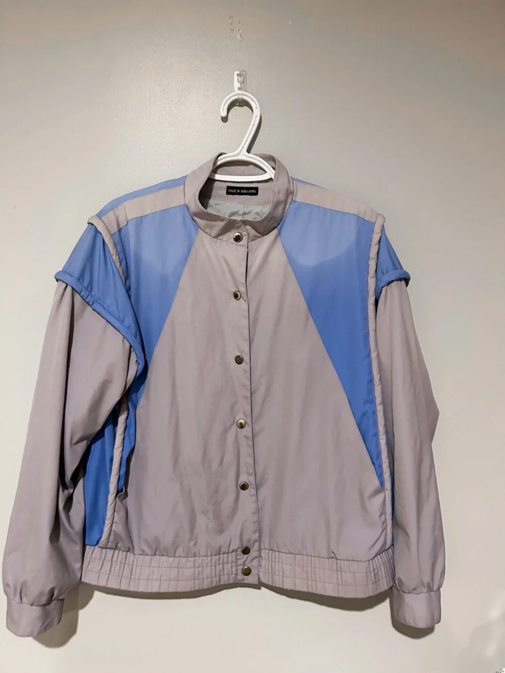 Vintage Bibi Bros Colorblock Windbreaker Jacket 80s Made in Hong Kong Snap Front